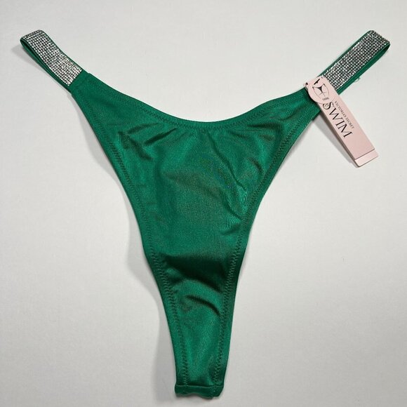 Victoria Secret 32C S Bombshell Push Up Bikini Top THONG Set Shine Strap Green - Picture 6 of 7